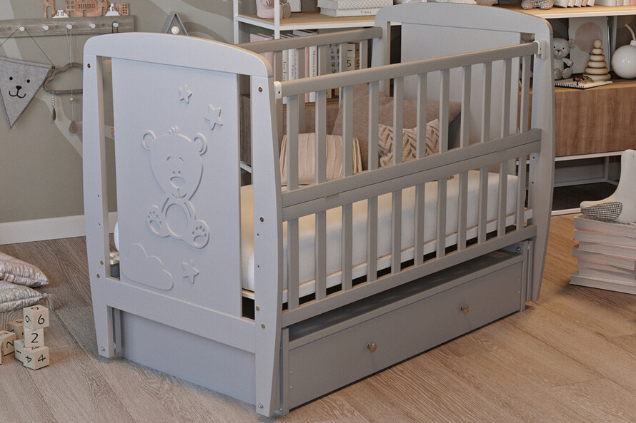 Кроватка детская Умка Цвет Серый