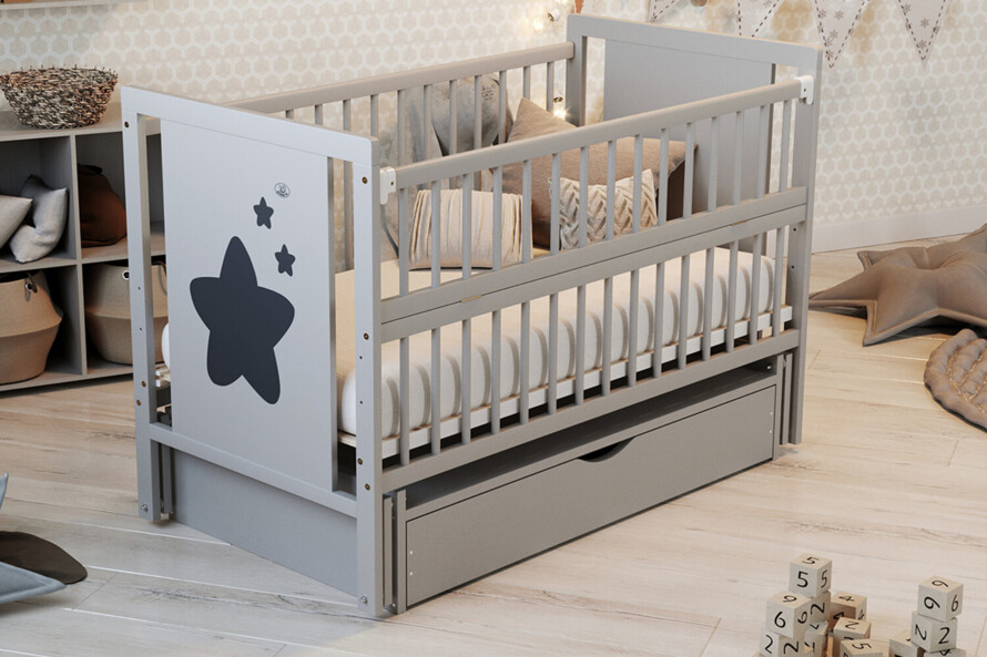 Кроватка детская Звездочка Цвет Серый