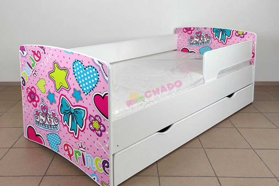 Ліжко з шухлядою та захисним бортиком Кіндер Кул 09 Абстракція / KINDER-COOL