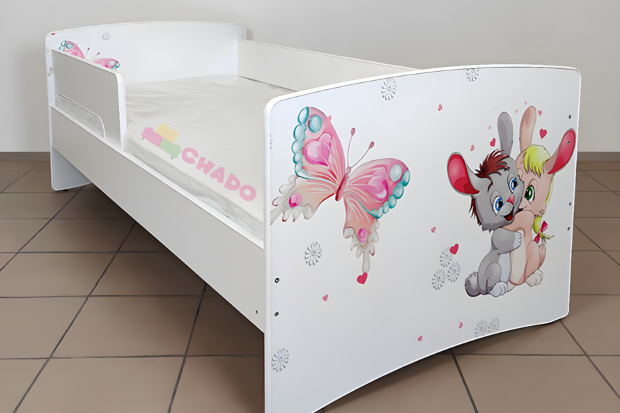 Ліжко з бортиком і шухлядою Кіндер Кул - малюнки для дівчинки / KINDER-COOL
