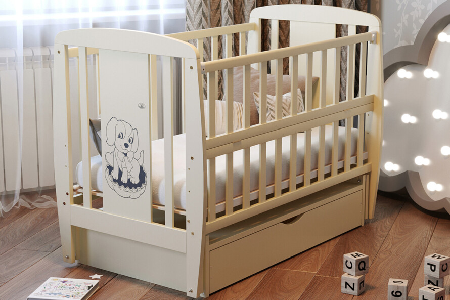Кроватка детская Песик Цвет Слоновая Кость