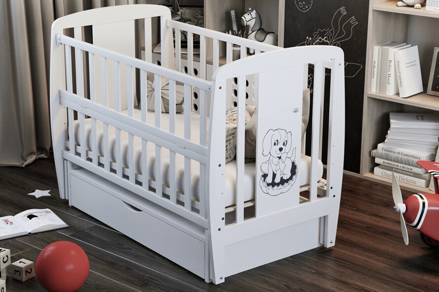 Кроватка детская Песик Цвет Белый