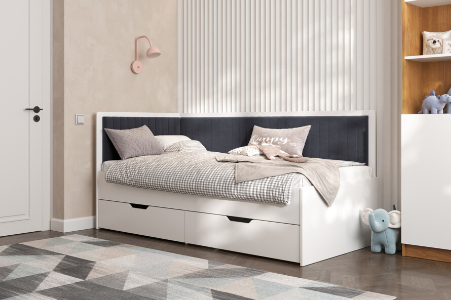 Ліжко з м`якою спинкою Бруклін /Brooklyn Білий