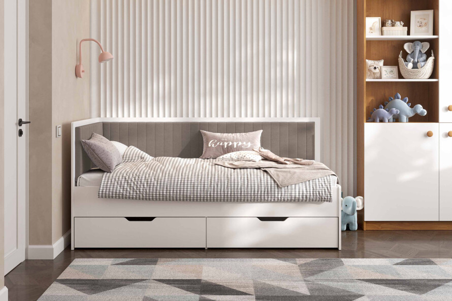 Ліжко з м`якою спинкою Бруклін /Brooklyn Білий