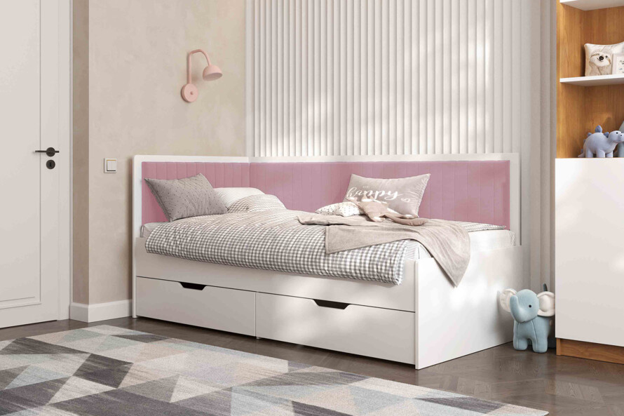 Ліжко з м`якою спинкою Бруклін /Brooklyn Білий