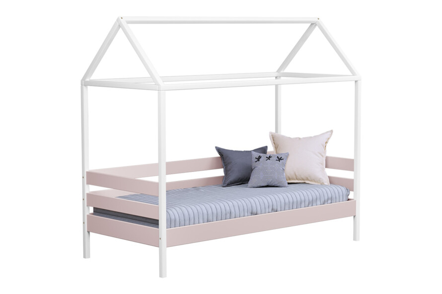 Ліжко дитяче Будиночок з дерева Аммі (щит бука) Білий