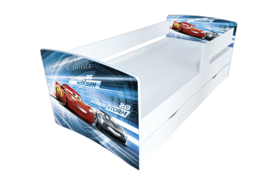 Ліжко для хлопчика з шухлядою і захисним бортиком Кіндер Кул 21 Маквін / KINDER-COOL 