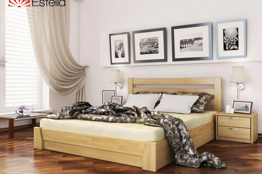 Кровать с дерева Селена (Щит Бука) Цвет Белый