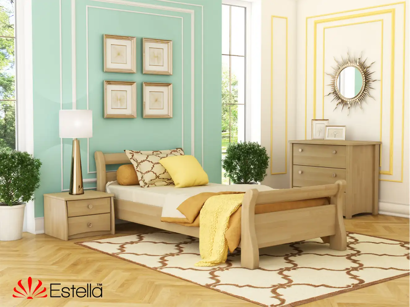 Кровать с дерева Диана (бук) Цвет Белый