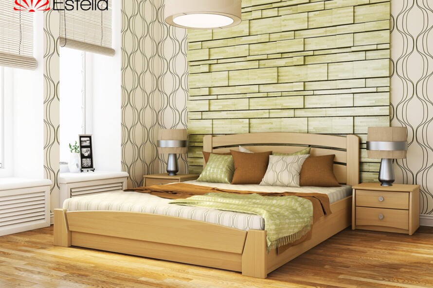 Ліжко з дерева Селена Ауре (бук) Горіх Темний