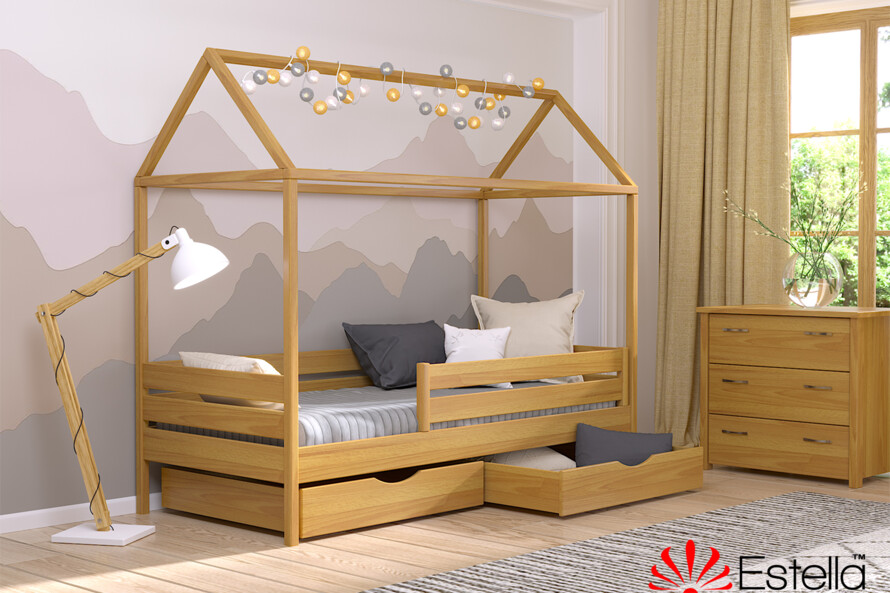 Детская кровать домик с дерева Амми (бук) Натуральный