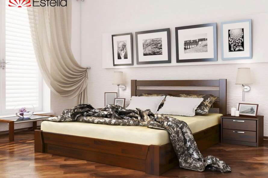 Кровать с дерева Селена (Щит Бука) Цвет Белый