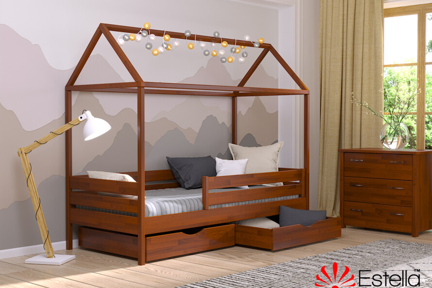 Кровать Домик Амми (бук) Цвет Комби Венге + Белый