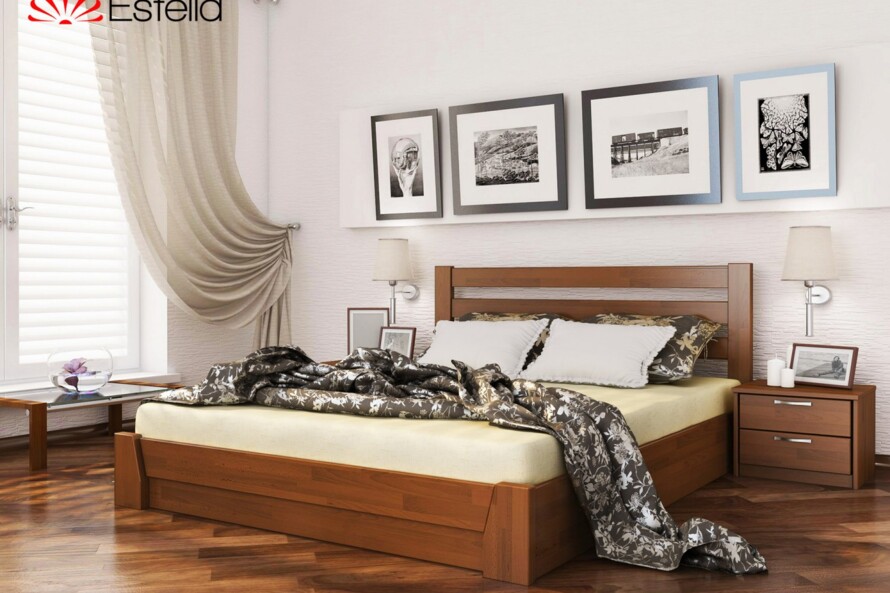 Кровать с дерева Селена (Щит Бука) Цвет Белый