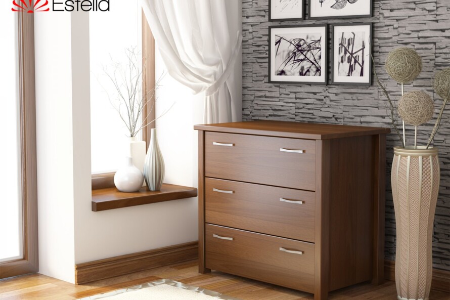 Комод Тесса (Массив Бука) Цвет Орех Темный