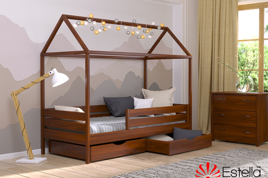 Детская кровать домик с дерева Амми (бук) Натуральный