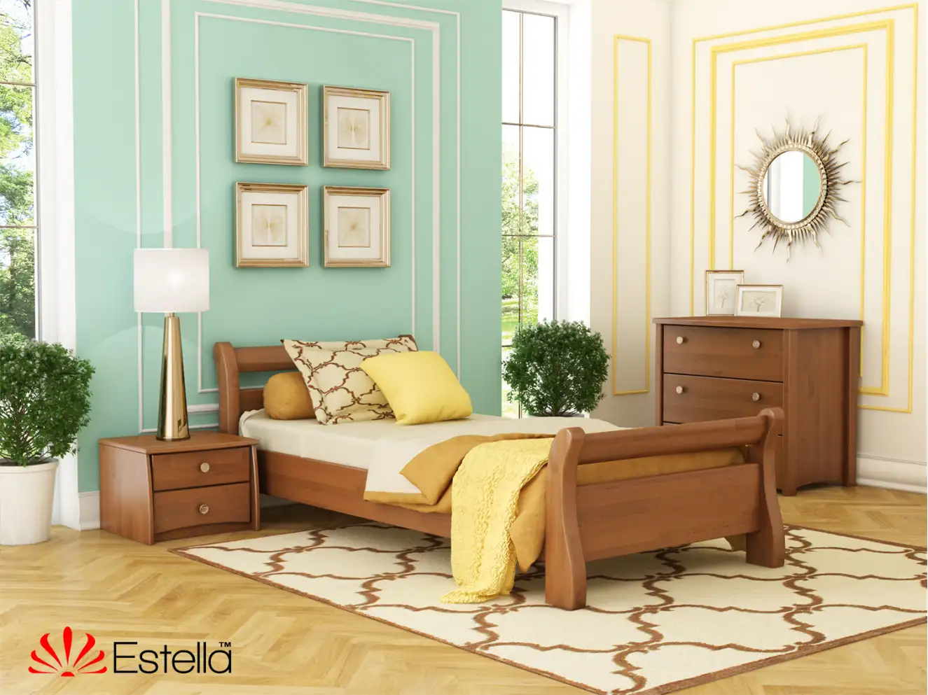 Кровать с дерева Диана (бук) Цвет Белый