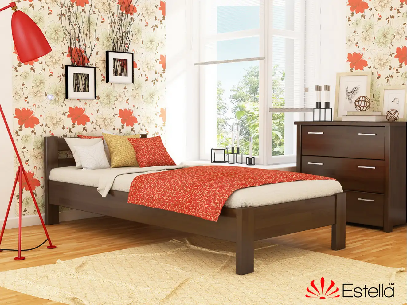 Кровать подростковая деревянная Рената (бук) Белый