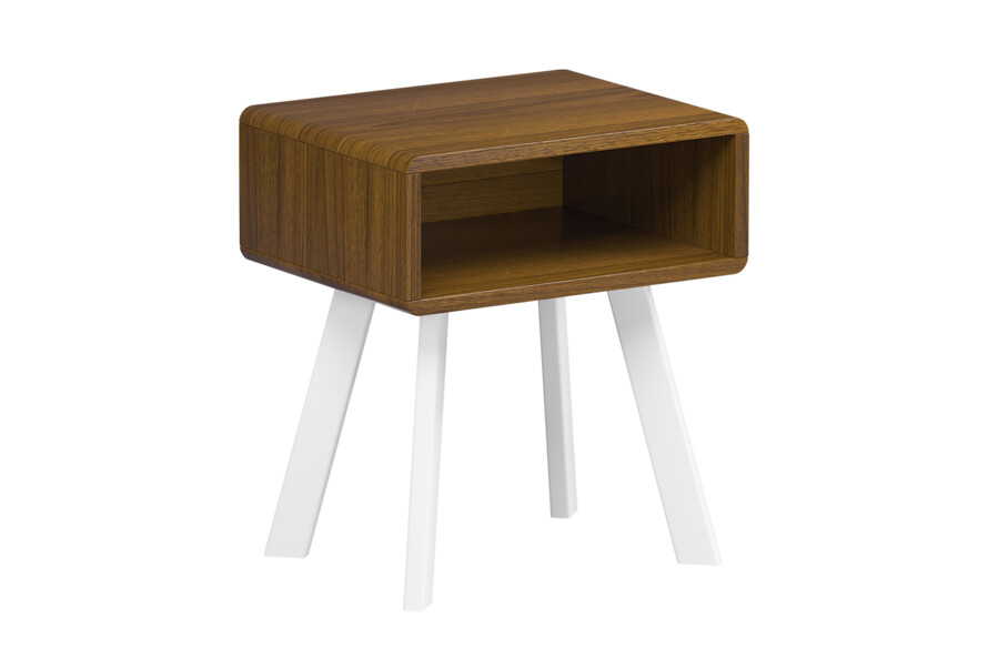 Тумба прикроватная Атлас (Массив Бука) Цвет Комби Каштан + Белый