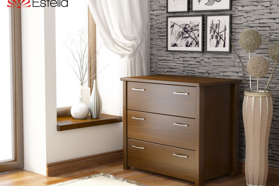 Комод Тесса (Массив Бука) Цвет Орех Темный