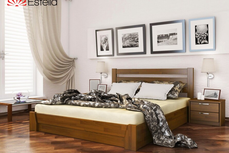 Кровать с дерева Селена (Щит Бука) Цвет Белый