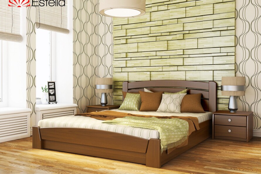 Ліжко з дерева Селена Ауре (бук) Горіх Темний