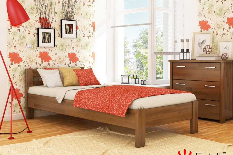 Ліжко підліткове дерев`яне Рената (бук) Білий