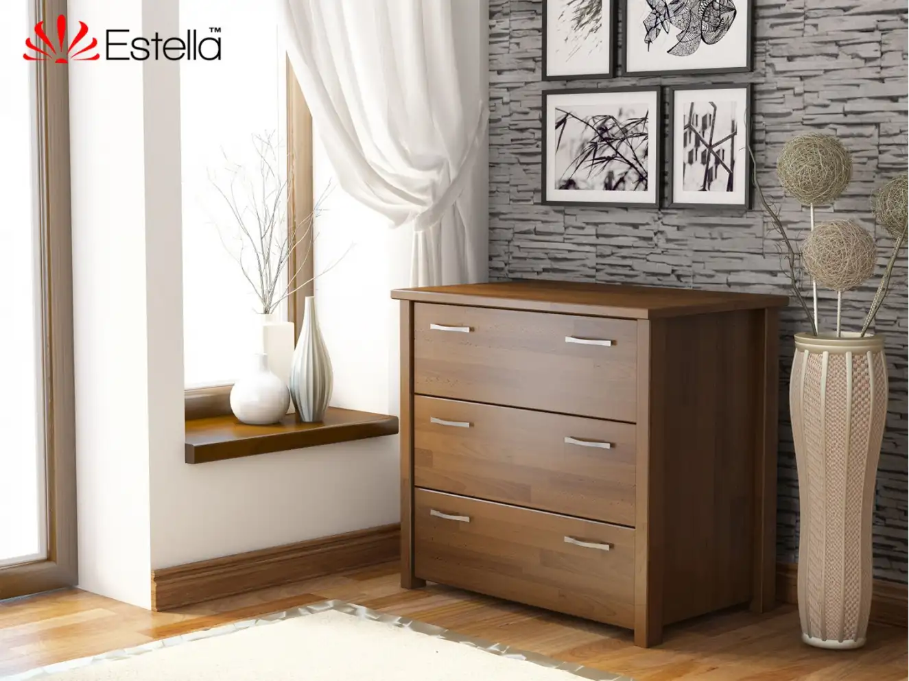 Комод Тесса (Щит Бука) Цвет Каштан