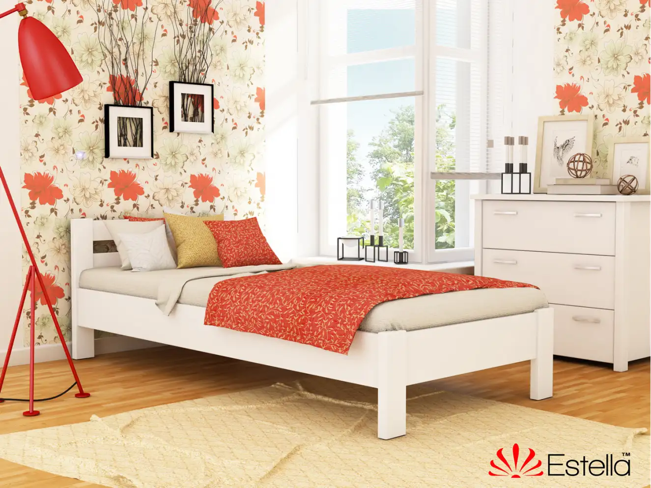 Кровать подростковая деревянная Рената (бук) Белый