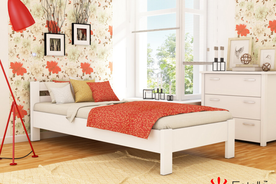 Ліжко підліткове дерев`яне Рената (бук) Білий