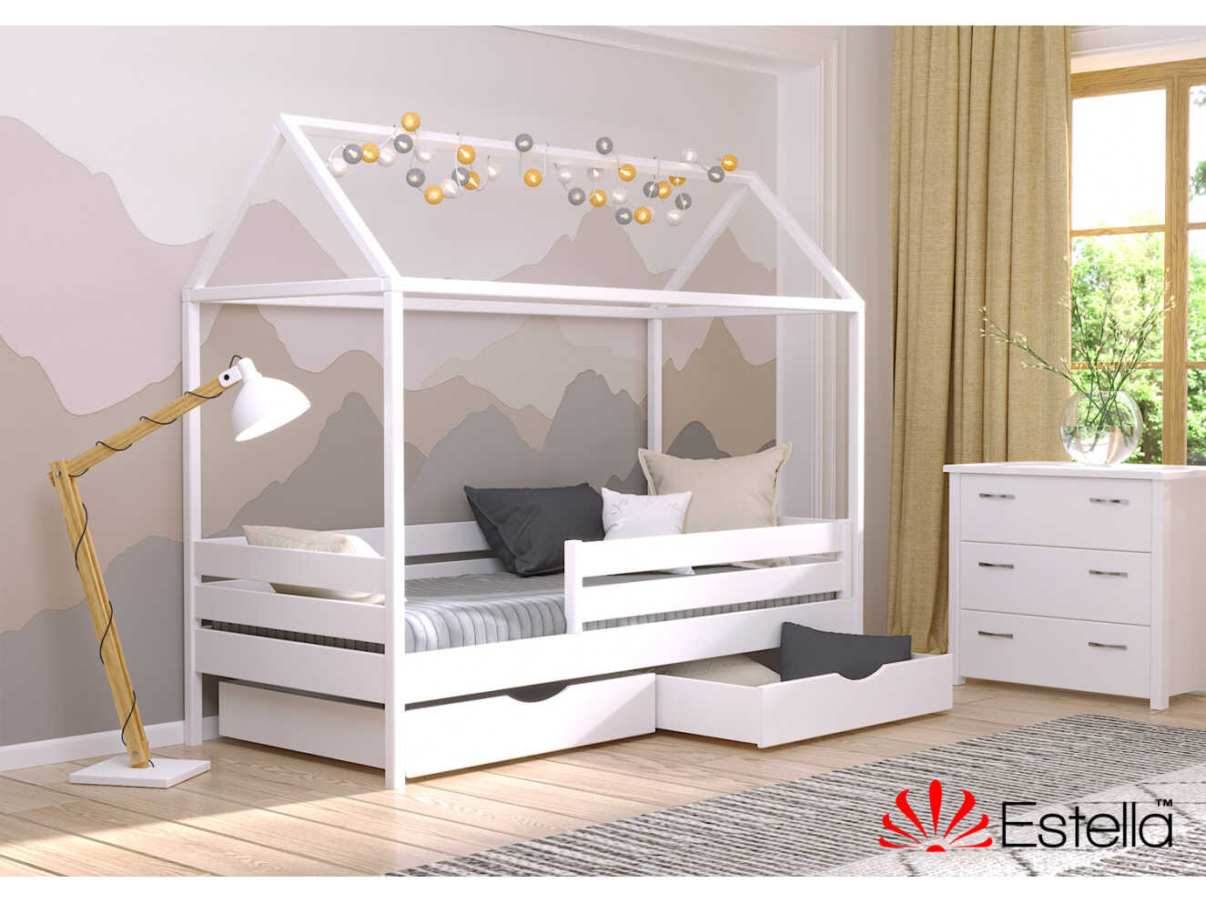 Ліжко Аммі (Щит Бука) Колір Комбі Венге + Білий