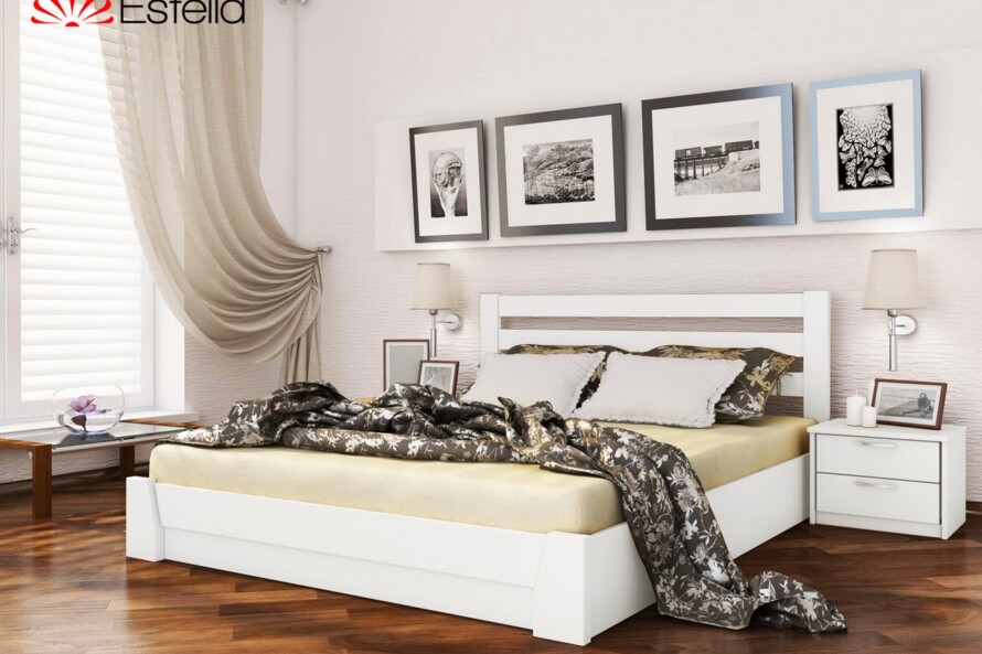 Кровать с дерева Селена (бук) Цвет Ольха Темная