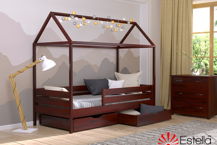 Кровать Домик Амми (бук) Цвет Комби Венге + Белый