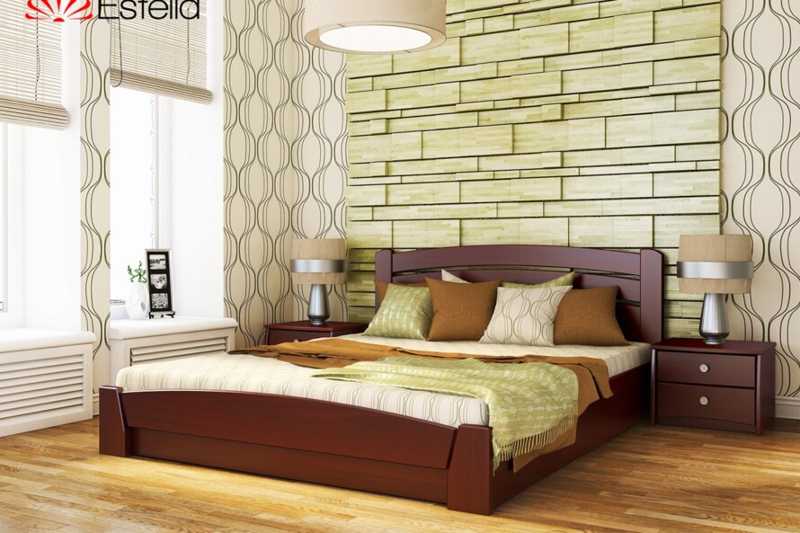 Ліжко з дерева Селена Ауре (бук) Горіх Темний