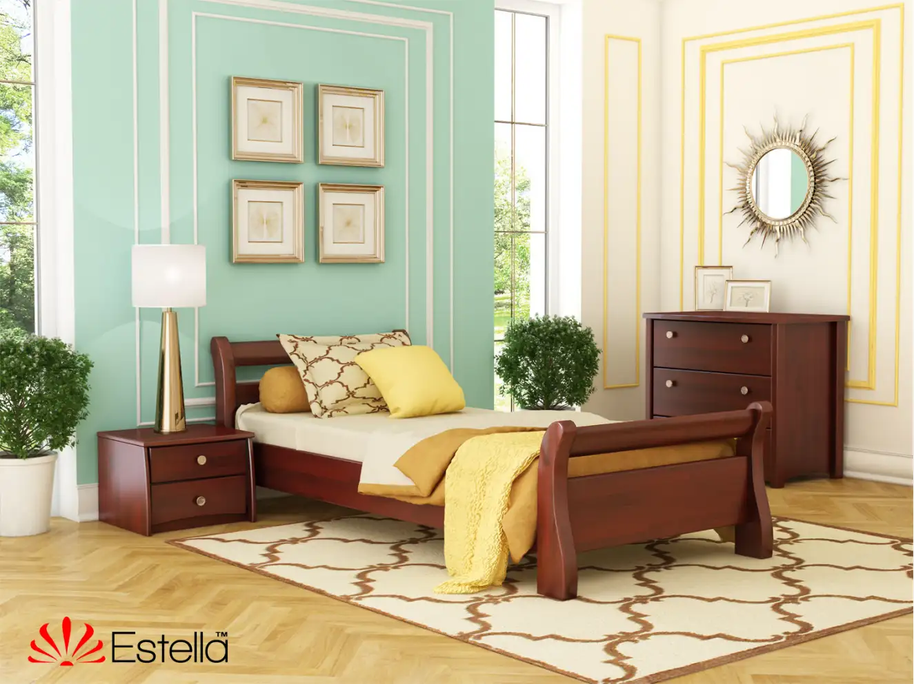 Кровать с дерева Диана (бук) Цвет Белый