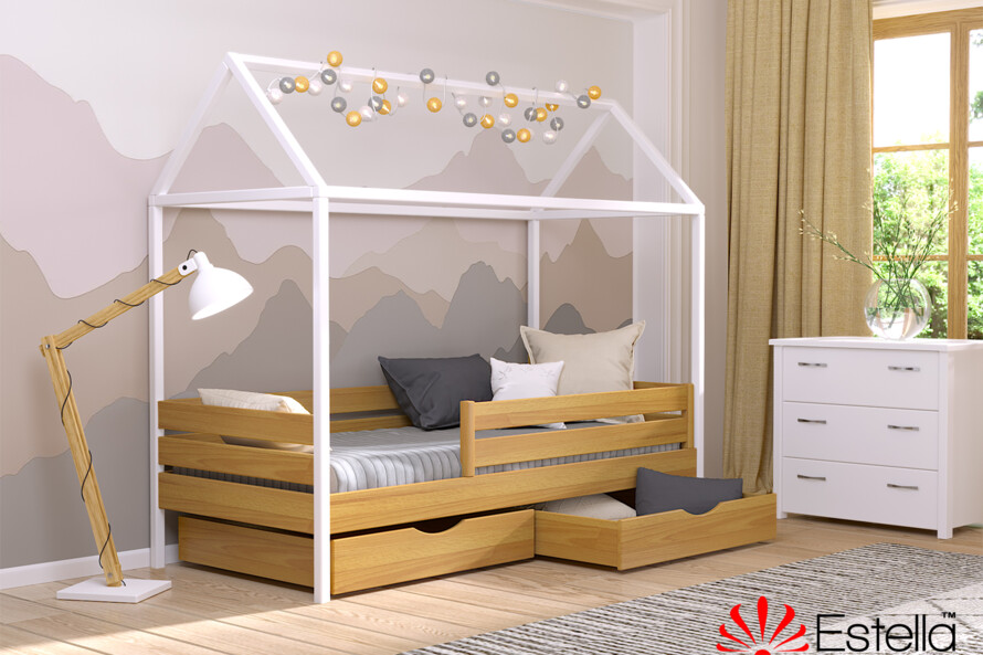 Детская кровать домик с дерева Амми (бук) Натуральный