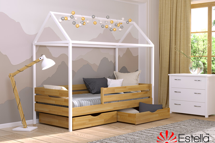 Кровать Домик Амми (бук) Цвет Комби Венге + Белый