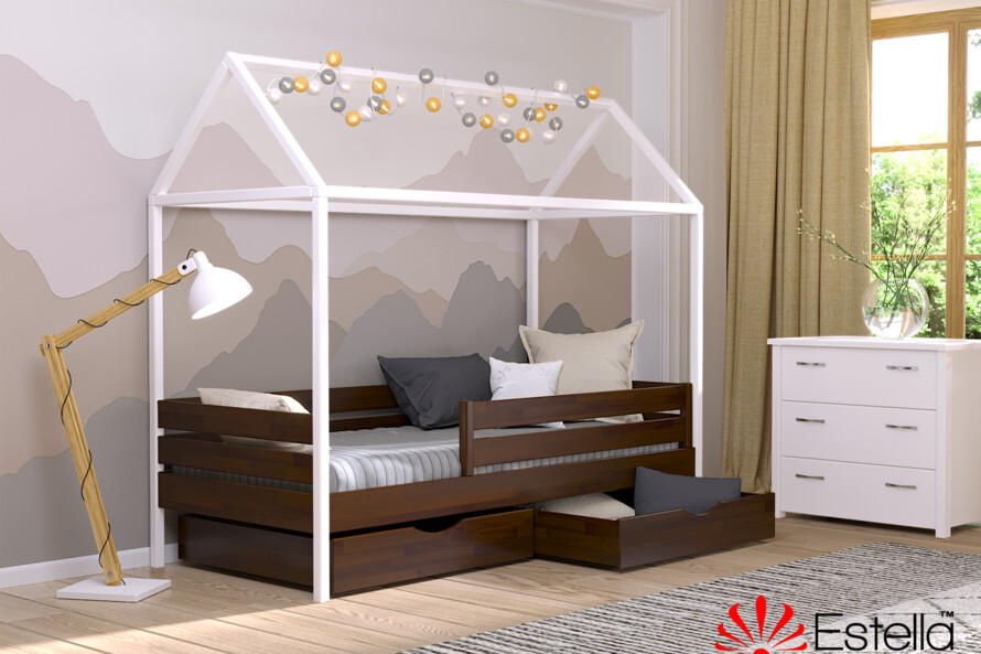 Кровать Домик Амми (бук) Цвет Комби Венге + Белый