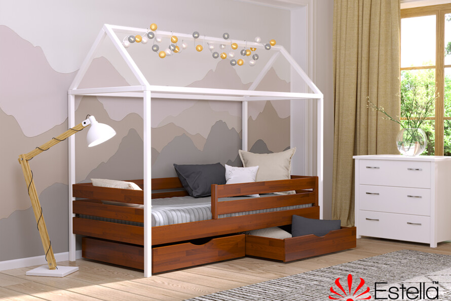 Кровать Домик Амми (бук) Цвет Комби Венге + Белый
