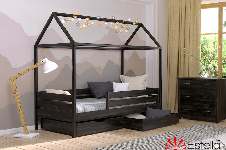 Кровать Домик Амми (бук) Цвет Комби Венге + Белый