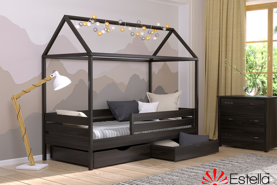 Детская кровать домик с дерева Амми (бук) Натуральный