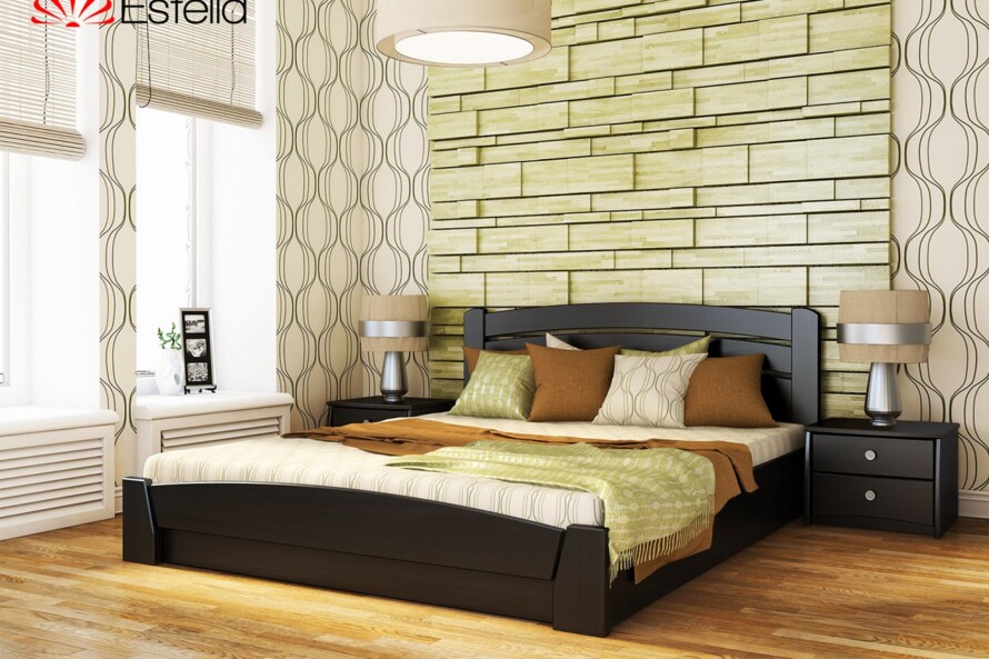 Ліжко з дерева Селена Ауре (бук) Горіх Темний