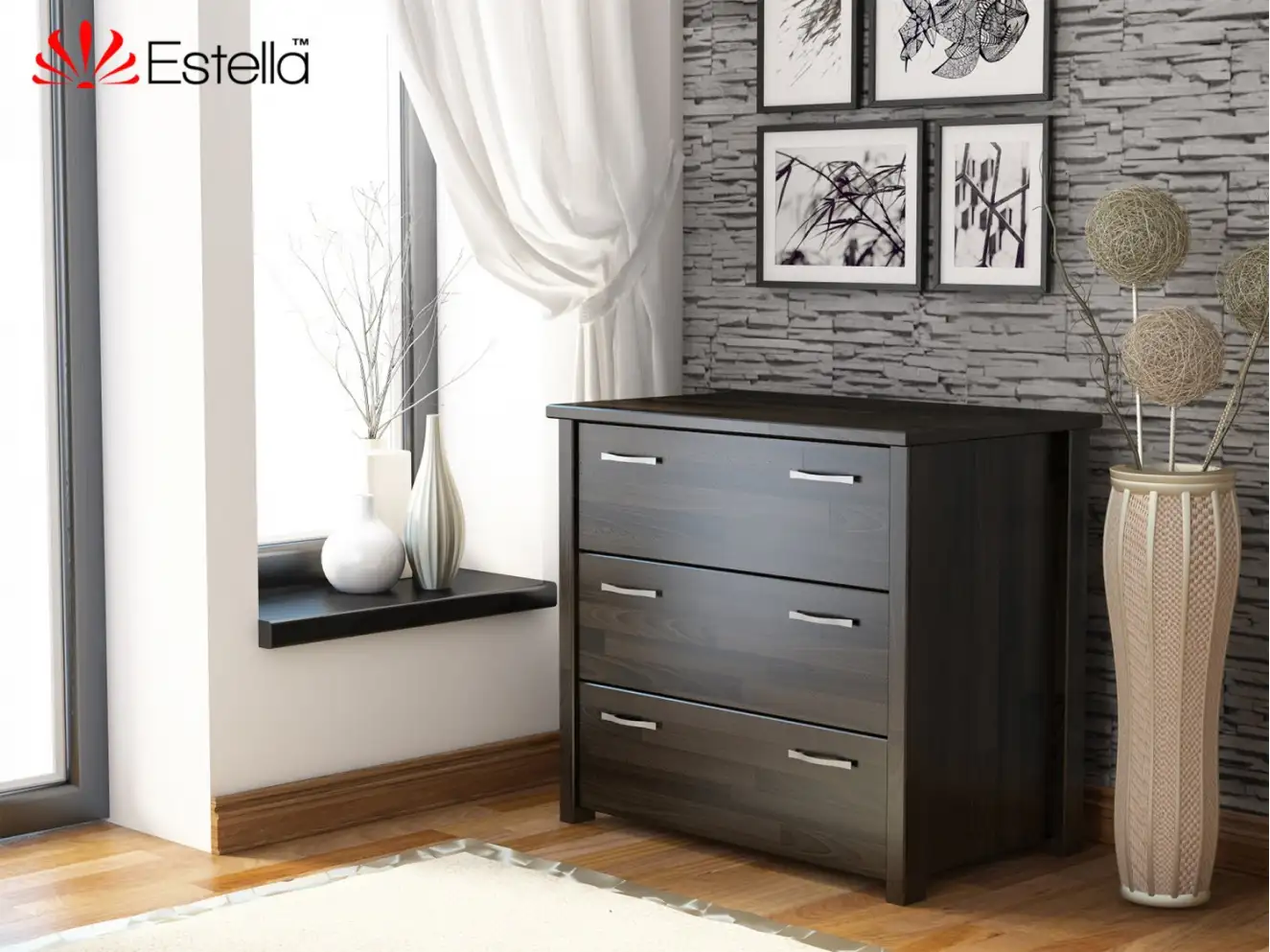 Комод Тесса (Щит Бука) Цвет Каштан