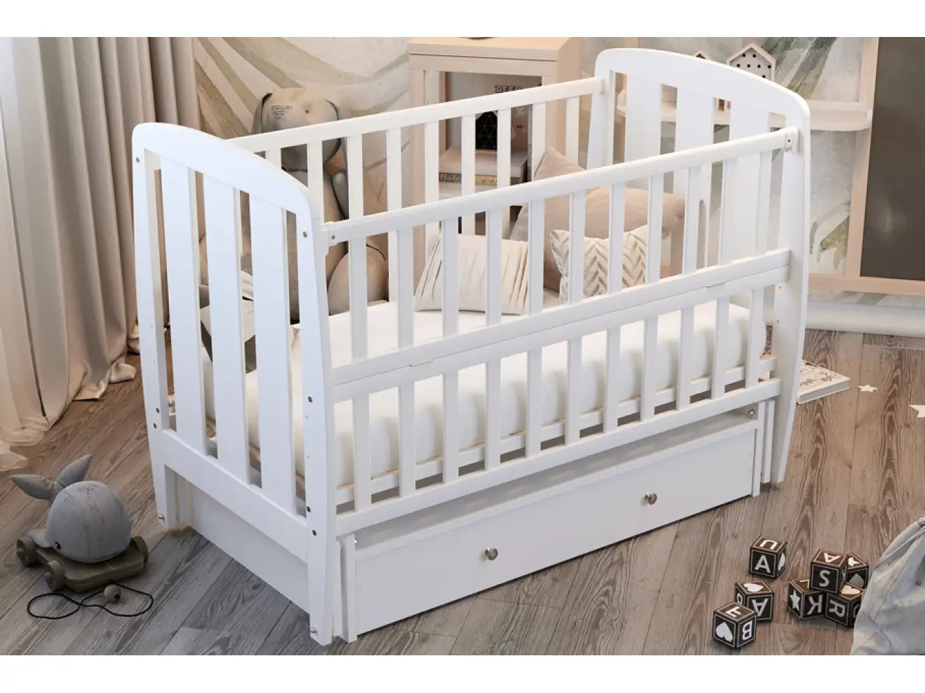 Ліжечко дитяче Шарик Колір Білий Ліжечко дитяче Шарик Колір Білий