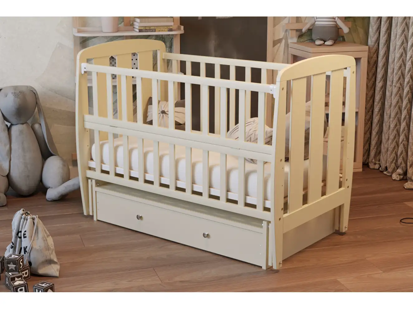 Ліжечко дитяче Шарик Колір Білий Ліжечко дитяче Шарик Колір Білий