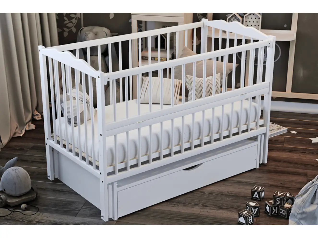 Ліжечко дитяче Веселка Колір Слонова Кістка