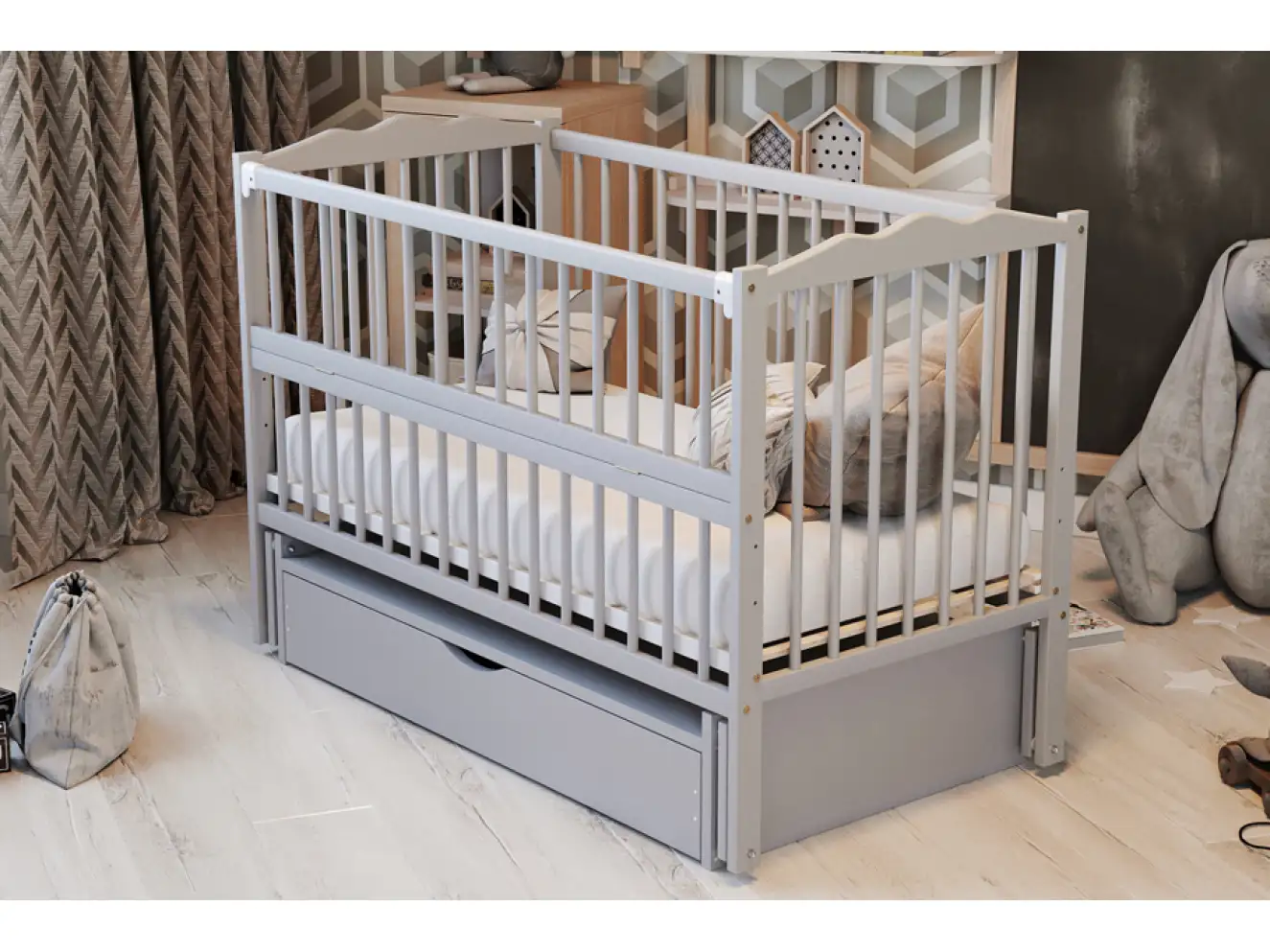 Ліжечко дитяче Веселка Колір Білий