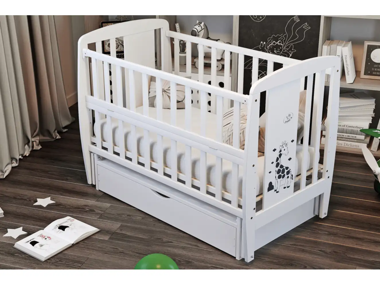 Ліжечко дитяче Жирафка Колір Сірий