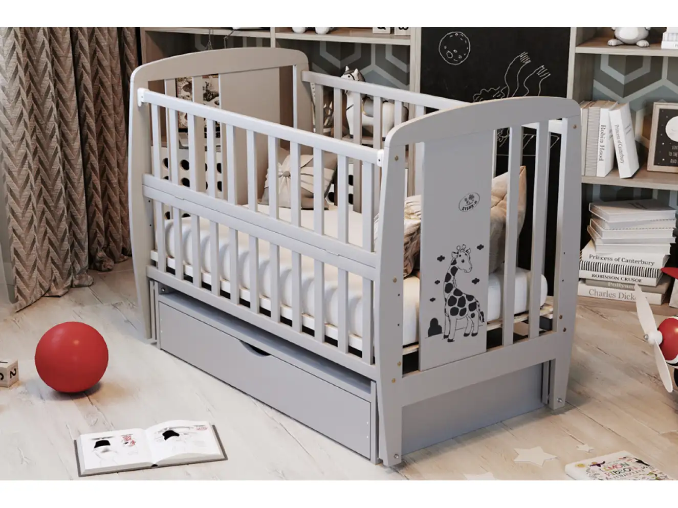 Ліжечко дитяче Жирафка Колір Сірий
