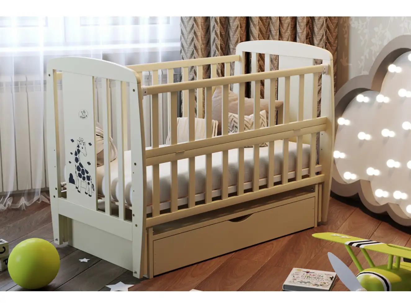 Ліжечко дитяче Жирафка Колір Сірий